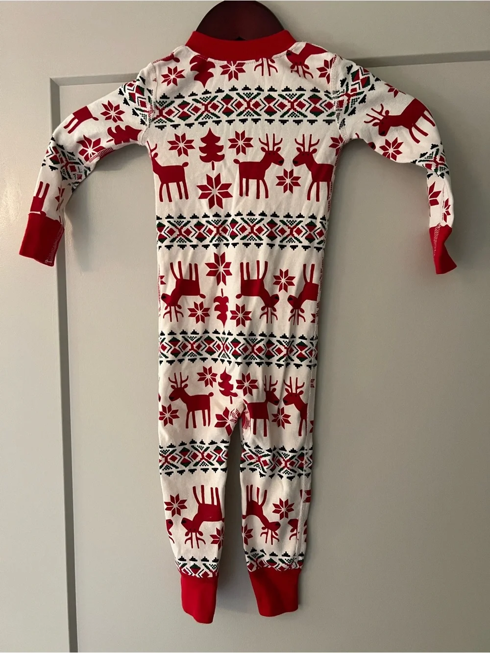 Hanna Andersson 2T Christmas Reindeer Organic Cotton Zip Pajamas